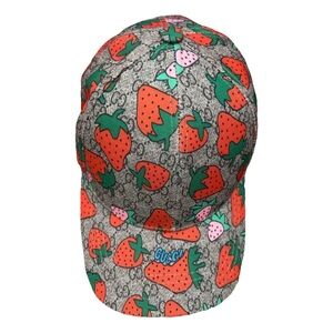 🍓GUCCI Strawberry GG Supreme Baseball Cap Hat RARE